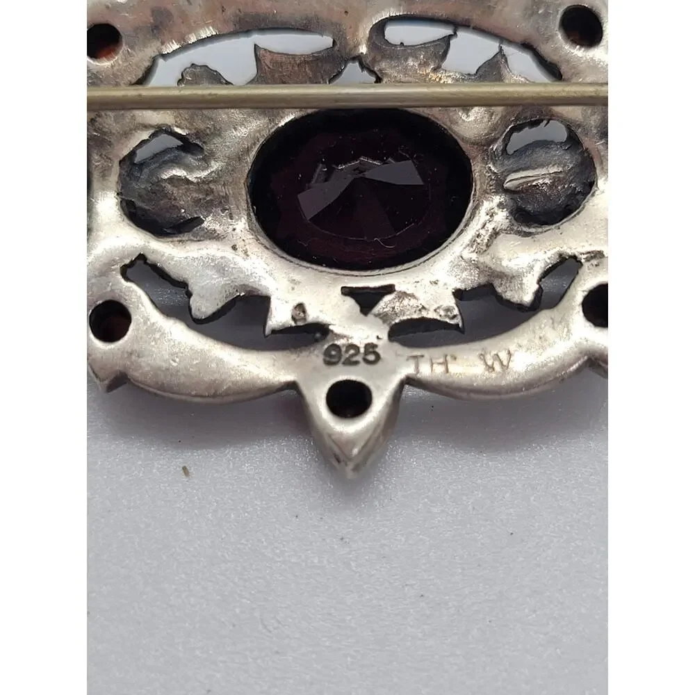 Vintage Sterling Silver‎ Marcasite Pearl Brooch Coquette Art Deco Pin